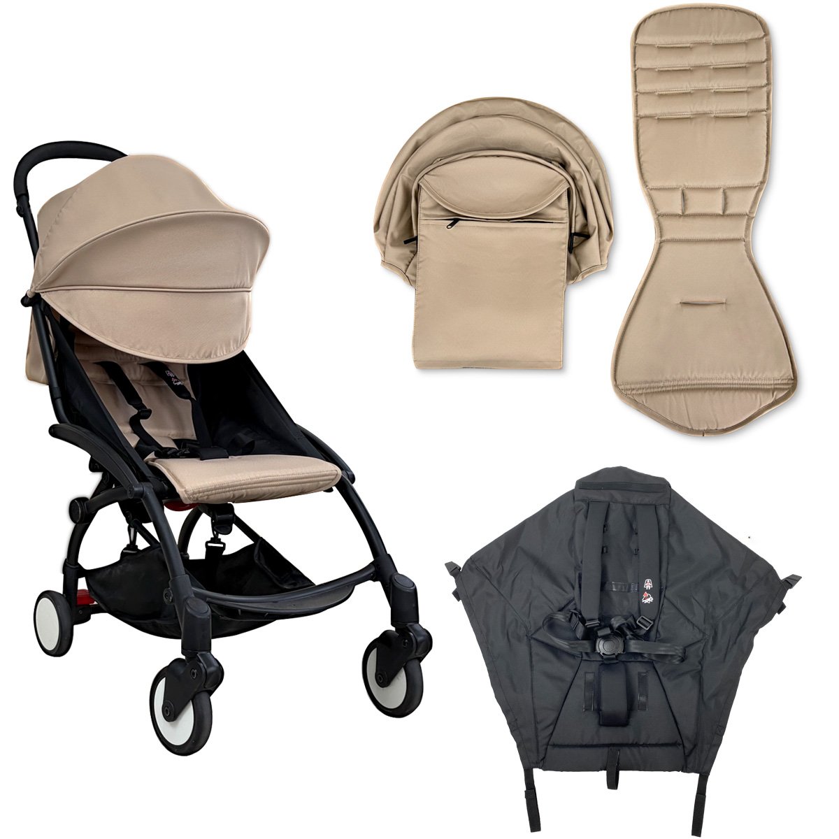 3pcs/set 175 Canopy Cover Seat Cushion Compatible With Babyzen YOYO Cover Seat Mattress With Zipper Pocket Stroller Accessories - Image 3