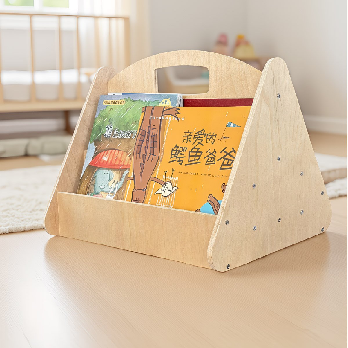 Toddler Bookshelf Double-Sided with 4 Tier Wooden Montessori Book Rack for Baby Nursery Room, Bedroom Bookcase Storage Organizer - Image 4