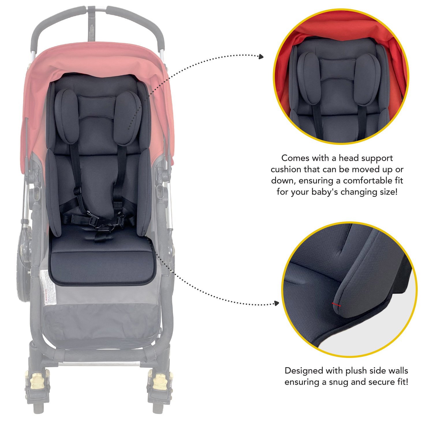 Universal Baby Stroller Seat Cushion Compatible with Uppababy Vista V2, V3 Cruz V2 2 in 1 Newborn to Toddler Comfort Insert - Image 7