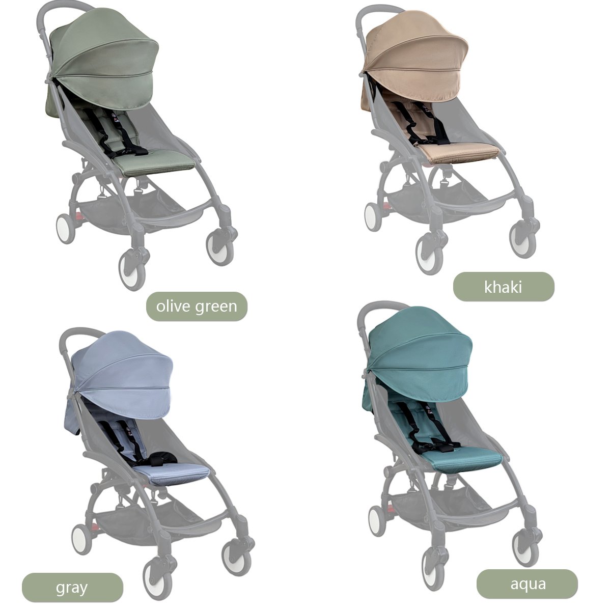 3pcs/set 175 Canopy Cover Seat Cushion Compatible With Babyzen YOYO Cover Seat Mattress With Zipper Pocket Stroller Accessories - Image 6