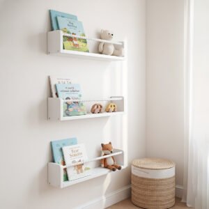 1/3-Piece Wooden Wall-Mounted Bookshelf – Floating Nursery Shelves, Minimalist Wall Storage, Kids' Book Rack & Picture Book Display